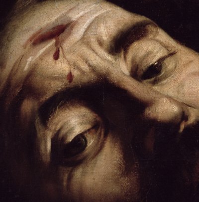 David vitorioso sobre Golias, c.1600 (detalhe de 38076) de Michelangelo Merisi Caravaggio