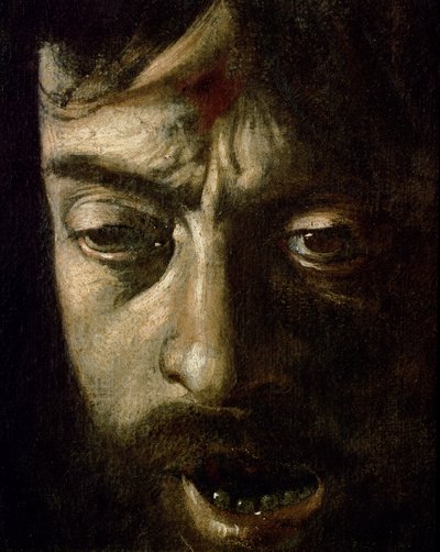 David com a cabeça de Golias, detalhe da cabeça, 1606 óleo sobre tela detalhe de 100349 de Michelangelo Merisi Caravaggio