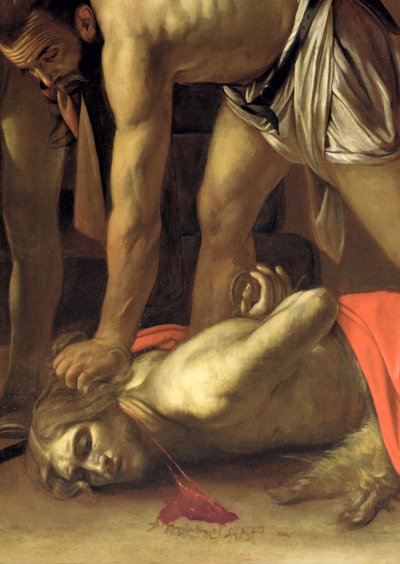 A decapitação de São João Batista, 1608 óleo sobre tela detalhe de 127654 de Michelangelo Merisi Caravaggio