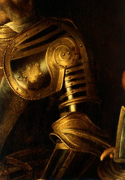 Detalhe do Retrato de Alof de Wignacourt com a sua página de Michelangelo Merisi da Caravaggio