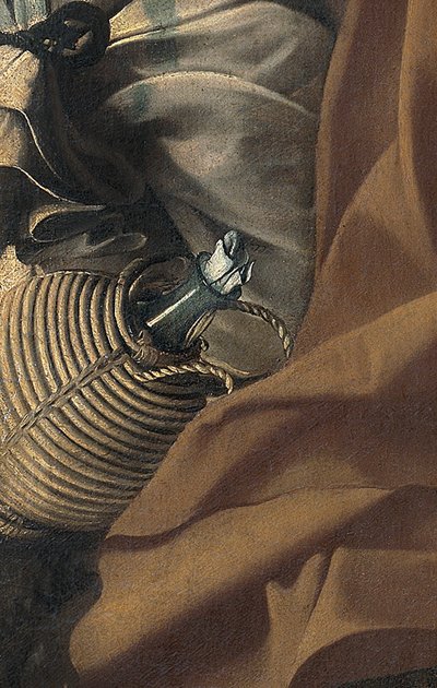 Detalhe do Resto na Fuga para o Egito, c.1603 (óleo sobre tela) de Michelangelo Merisi da Caravaggio