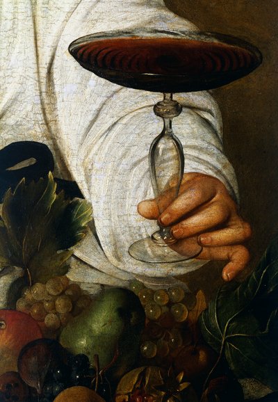 Taça de vinho, detalhe de Baco de Michelangelo Merisi da Caravaggio