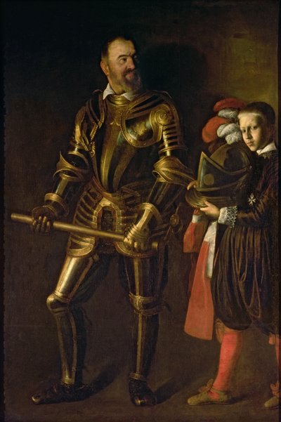 Retrato de Alof de Wignacourt, Grão-Mestre da Ordem de Malta de 1601-22 (1547-1622), com sua página, c.1608 (óleo sobre tela) de Michelangelo Merisi da Caravaggio