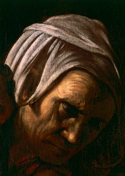 Salomé recebendo a Cabeça de São João Batista, detalhe 1607-10 (óleo & tempera sobre tela) de Michelangelo Merisi da Caravaggio