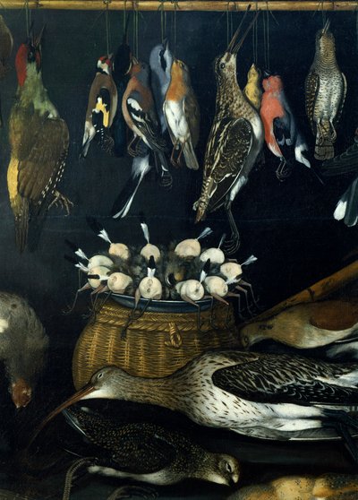 Natureza Morta com Aves, por Mestre da Natureza Morta de Hartford (óleo sobre tela) (detalhe de 624934) de Michelangelo Merisi da Caravaggio