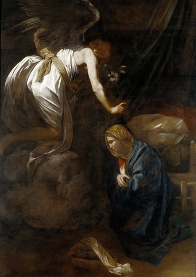 A Anunciação, c. 1608-1610 (óleo sobre tela) de Michelangelo Merisi da Caravaggio
