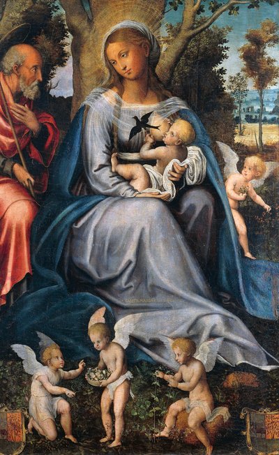 Descanso no Egipto, painel central do Tríptico de Consolação, atribuído a Michele Cavaro (1517-1584), tempera e óleo sobre madeira. de Michele (attr.) Cavaro