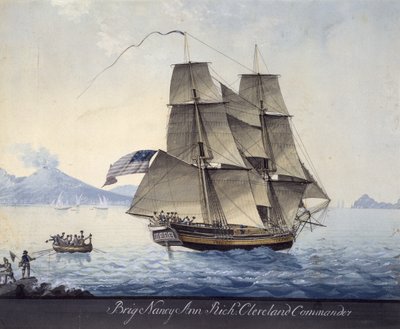 Brig Nancy Ann de Salem saindo de Nápoles, c.1810 (aguarela sobre papel) de Michele Felice Corne