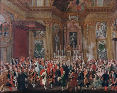 "Fernando IV presta juramento como rei de Nápoles". de Michele Foschini