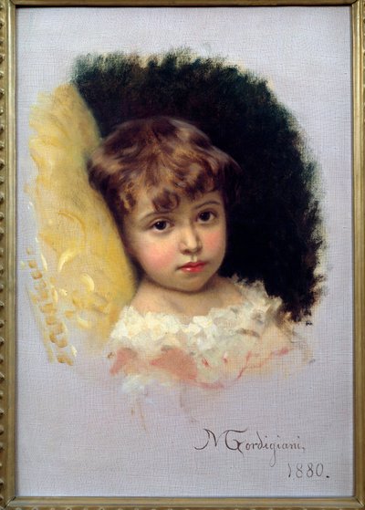 Pintura de Retrato de Criança por Michel Gordigiani (1830-1909) 1880 Florença, Museu de Arte Moderna de Michele Giordigiani