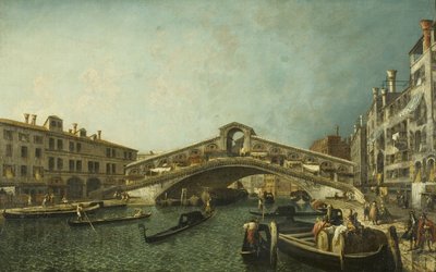 A Ponte de Rialto, Veneza, c.1740 (óleo sobre tela) de Michele Marieschi