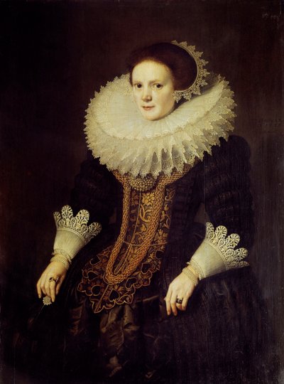 Retrato de uma mulher holandesa pintada por Michiel Van Miereveld (1567-1641) de Michiel Jansz. van Miereveld