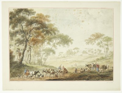 Paisagem com pastores e pastoras. Ao fundo uma fazenda de Michiele Marieschi