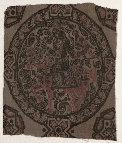 Fragmento com Rei do Falcoeiro Equestre, Irã ou Iraque, período Abássida de Middle Eastern