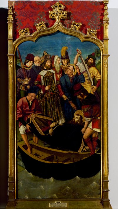 Corpo de São Tiago sendo colocado no barco em Jaffa de Miguel (school of) Ximenez