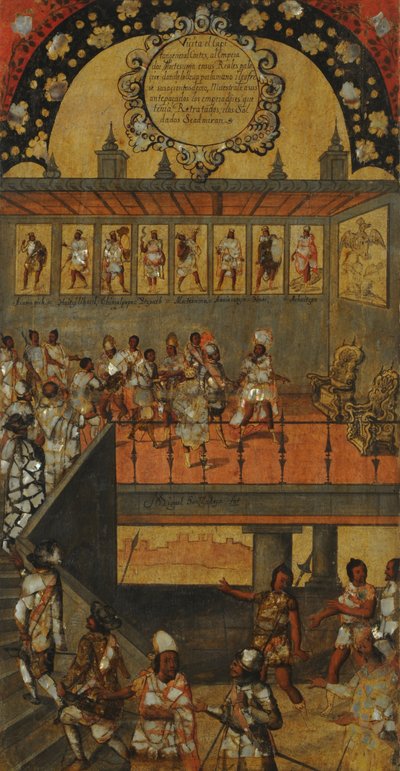 A Conquista do México, Painel XII, c.1696-1715 (pintura sobre madeira) de Miguel Gonzalez