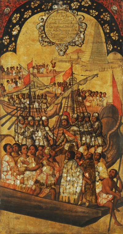 A Conquista do México, Painel XXIII, c.1696-1715 (pintura sobre madeira) de Miguel Gonzalez