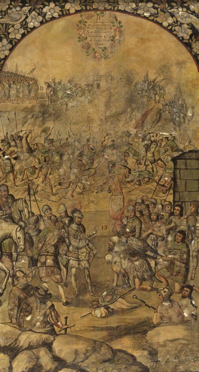 A Conquista do México por Hernán Cortes par González, Miguel e Juan (em atividade no final do 17º cen.). de Miguel and Juan Gonzalez
