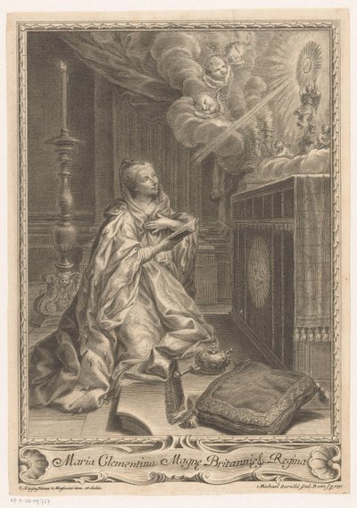 Maria Clementina Sobieska em frente a um altar de Miguel de Sorelló