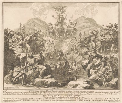 A Seconda Macchina para a Chinea de 1738: o triunfo de Baco e Ceres de Miguel de Sorellò, after Carl Marcus Tuscher