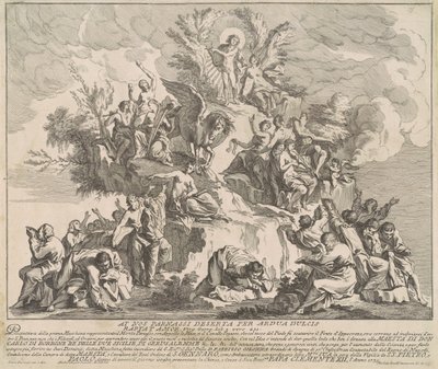 A Prima Macchina para a Chinea de 1739: Monte Parnassus com Apolo, as Musas e Pégaso de Miguel de Sorellò, after Pierre Parrocel, after Michelangelo Specchi