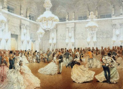 Baile na sala de concertos do Palácio de Inverno durante a visita oficial de Nasir al-Din Shah em maio de Mihaly von Zichy