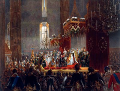 Homenagem da Família Imperial ao czar Alexandre II, Moscou, 1856. de Mihaly von Zichy