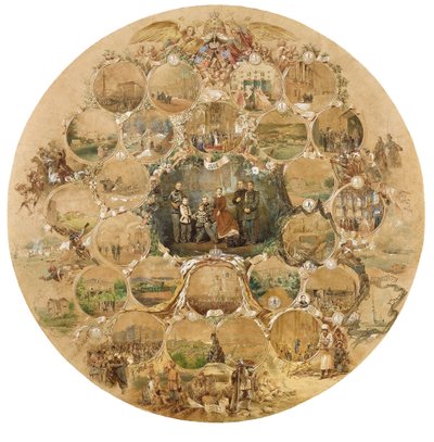 Montagem que marca a ocasião do Jubileu das Bodas de Prata do Imperador Alexandre II de Mihaly von Zichy