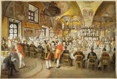 Jantar Cerimonial no Palácio das Facetas no Kremlin de Moscou, 1883-1895. de Mihály Zichy