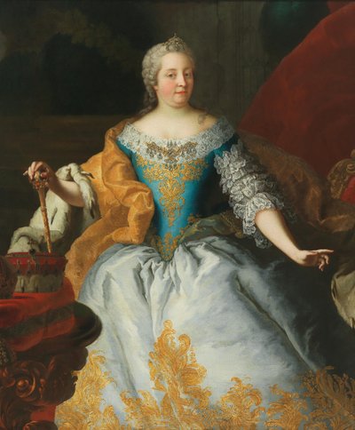 Retrato da Imperatriz Maria Theresia, Rainha da Hungria e Boêmia, com a coroa boêmia. de Mijtens