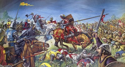 A Batalha de Bannockburn (litografia a cores) de Mike (20th century) White