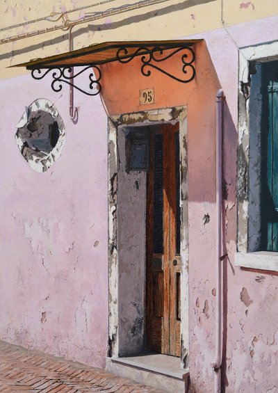 Número 93 Burano (óleo sobre painel) de Mike Briscoe