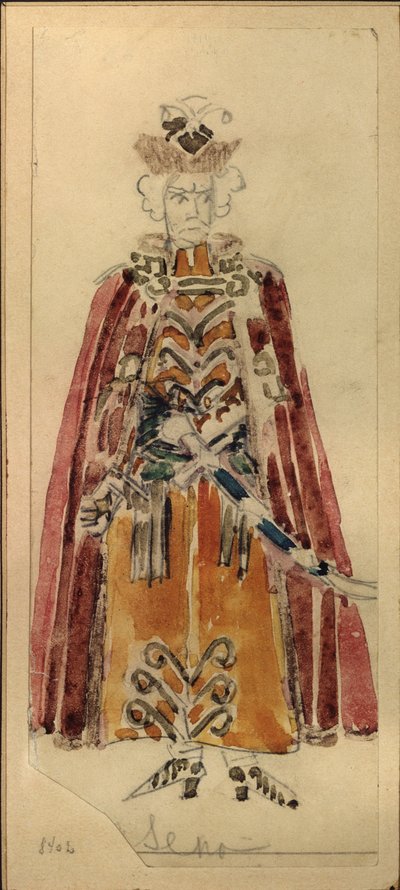 Figurino para a ópera Mazepa de PI Tschaikovski de Mikhail Aleksandrovich Vrubel