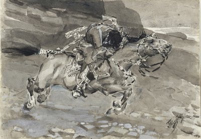 Cavaleiro. Ilustração do poema O Demônio, de Mikhail Lermontov, 1890-1891 de Mikhail Aleksandrovich Vrubel