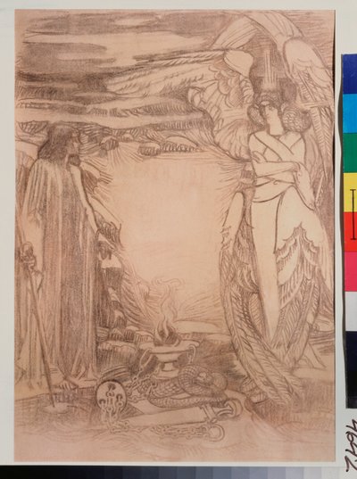 Illustration pour le poema Prophete de Alexandre Pouchkine (1799-1837) (ilustração para o poema Prophet de A Pushkin) - Dessin de Mikhail Alexandrovich Vrubel (Vroubel) (1856-1910), sanguine sur papier de Mikhail Aleksandrovich Vrubel