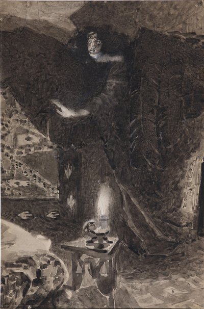Ilustração do poema O Demônio, de Mikhail Lermontov, 1890-1900 de Mikhail Aleksandrovich Vrubel