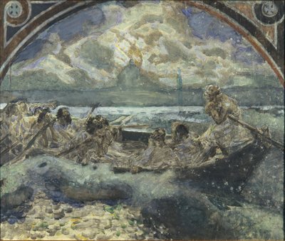 Jesus anda na água, 1890 de Mikhail Aleksandrovich Vrubel