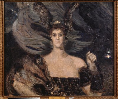 The Valkyrie, Retrato da Artista e Padroeira Condessa Maria Tenisheva (1867-1928) - Pintura de Mikhail Alexandrovich Vrubel (Vroubel) (1856-1910), óleo sobre tela de Mikhail Aleksandrovich Vrubel