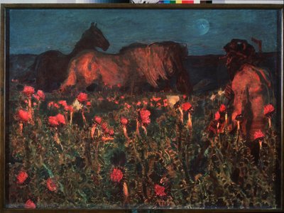 A Noite Chega - Pintura de Mikhail Alexandrovich Vrubel (Vroubel) (1856-1910), óleo sobre tela de Mikhail Aleksandrovich Vrubel