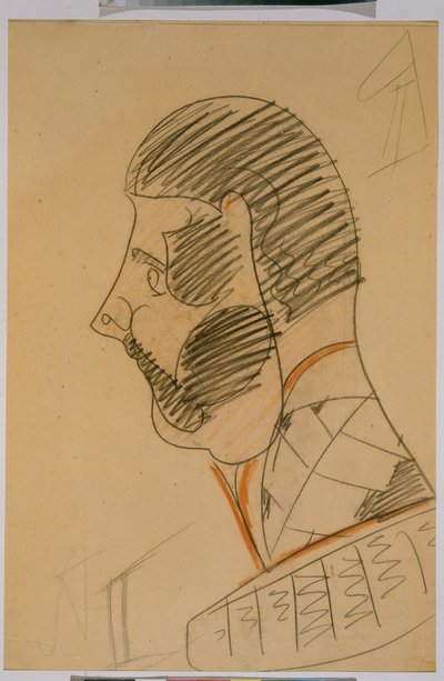 Imperador Alexandre II da Rússia (1818-1881) - Desenho de Mikhail Alexandrovich Vrubel (Vroubel) (1856-1910), Lápis e sangre sobre papel, 47,8x33,5 cm - Imperador Alexandre II, Lápis, sangre sobre papel de Mikhail Alexandrovich Vrubel - Musa Estatal Russa de Mikhail Aleksandrovich Vrubel