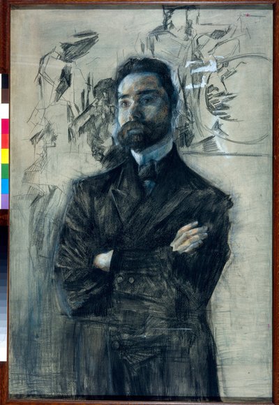 Retrato do poeta Valeri Iakovlevitch Brioussov (1873-1924) - Oeuvre de Mikhail Alexandrovich Vrubel (Vroubel) (1856-1910) de Mikhail Aleksandrovich Vrubel