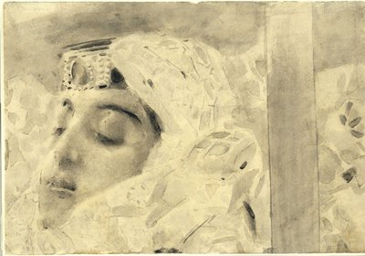 Tamara no caixão. Ilustração do poema O Demônio, de Mikhail Lermontov, 1890-1891 de Mikhail Aleksandrovich Vrubel