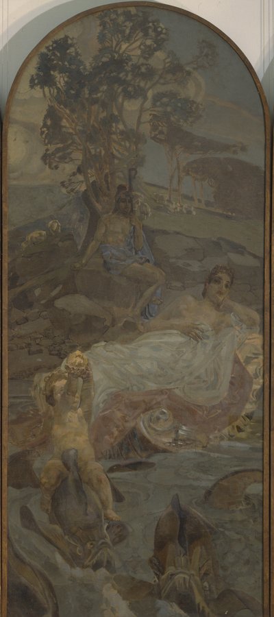 Tríptico de Vênus, Amor e Paris O Julgamento de Paris, parte central, 1893 de Mikhail Aleksandrovich Vrubel