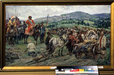 Assistência ao chefe da Revolta dos Paysans Emelian Ivanovitch Pougatchev de Mikhail Ivanovich Avilov
