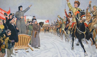 Estaline revê o primeiro Exército de Cavalaria Vermelha da República de Mikhail Ivanovich Avilov
