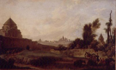 Vista do Echmiadzin na Armênia (óleo sobre tela) de Mikhail Matveevich Ivanov
