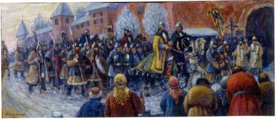 Chegada de Alexander Nevsky em Novgorod após a Batalha do Gelo de Mikhail Vasilievich Nesterov
