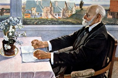 Ivan Pavlov na sua casa, perto de São Petersburgo de Mikhail Vasilievich Nesterov