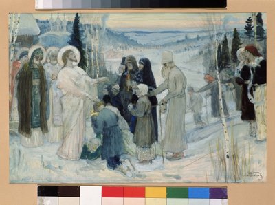 La Sainte Russie (A Santa Rússia). Oeuvre de Mikhail Vasilyevich Nesterov (1862-1942), gouache sur carton de Mikhail Vasilievich Nesterov