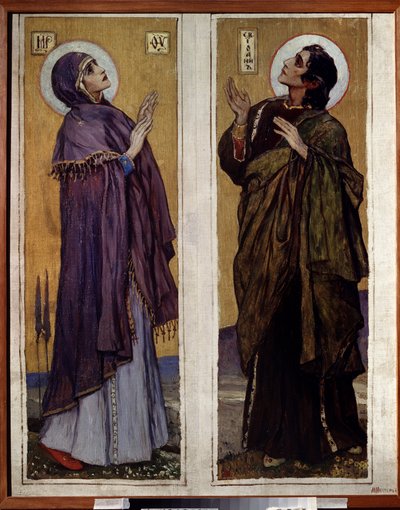 A Virgem e João Baptista. Pintura de Mikhail Vasilyevich Nesterov (1862-1942), óleo sobre tela de Mikhail Vasilievich Nesterov